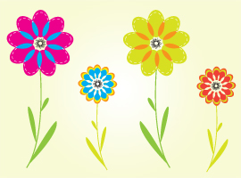 free vector Colorful flowers by ArtBox7.com