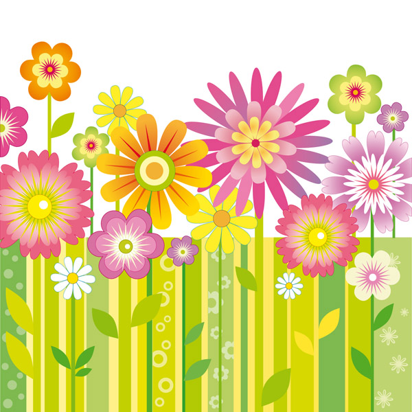 free vector Colorful flowers vector background