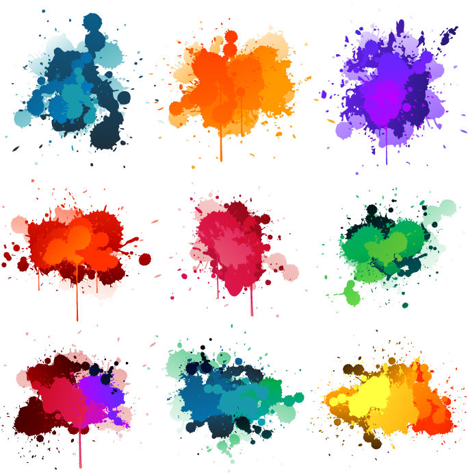 Colorful Ink Splashes (7584) Free EPS Download / 4 Vector