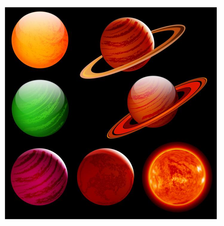 free vector Colorful planets