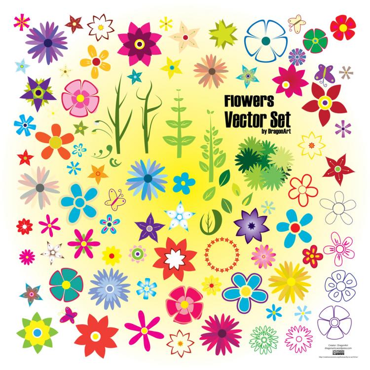 free vector Colorful Summer Flowers