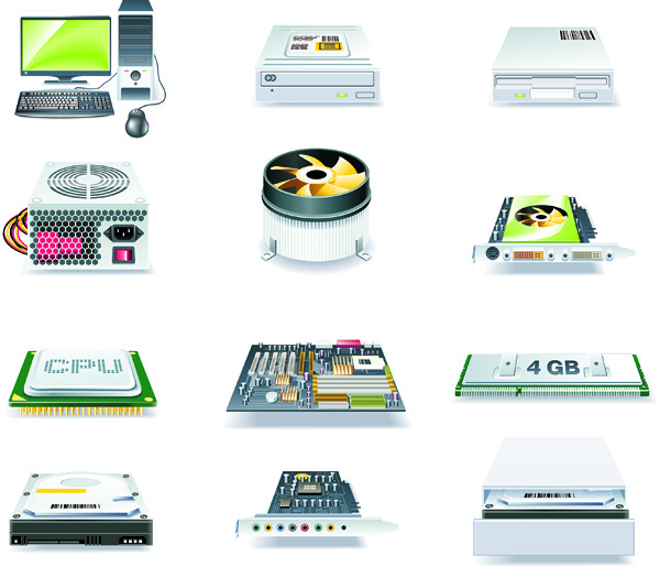 free vector Computer and accessories icon vector