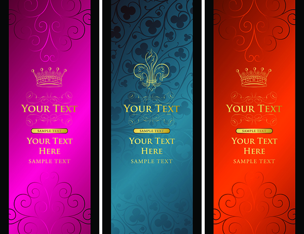 free vector Crown pattern banner erected europeanstyle vector