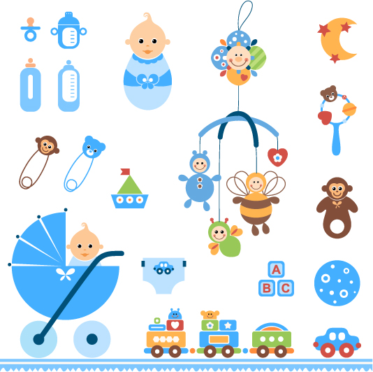free vector Cute baby toys vector