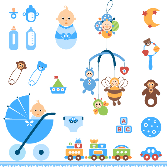 Download Cute baby toys vector Free Vector / 4Vector