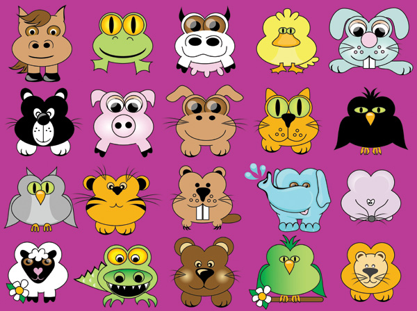 free vector Cute cartoon animals vector