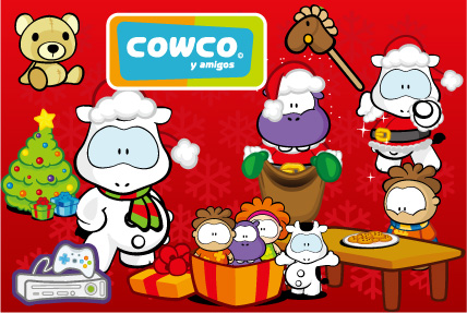 free vector Cute cartoon characters Cowco Christmas vector subject material