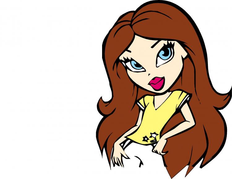 Download Cute Cartoon Fashionable girly girl Free Vector / 4Vector