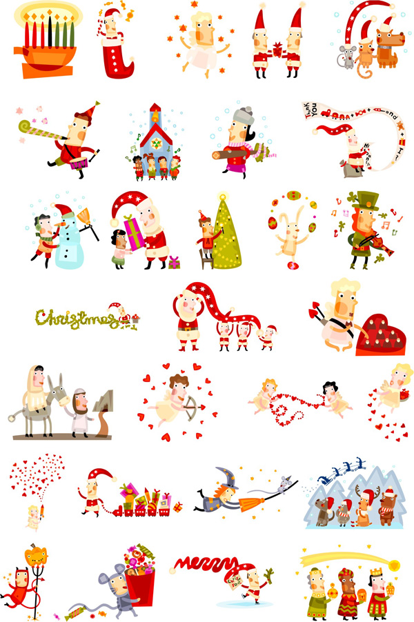free vector Cute christmas characters vector