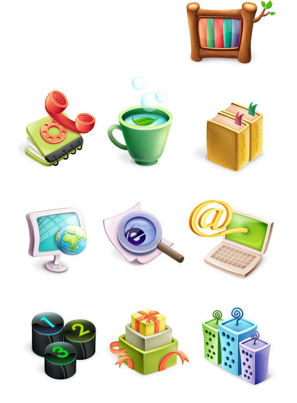 free vector Cute exquisite three-dimensional icon vector material-1
