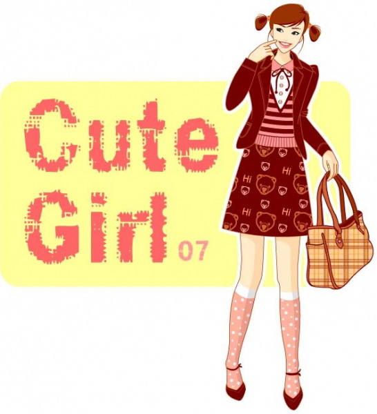 free vector Cute girl series vector girl 8p