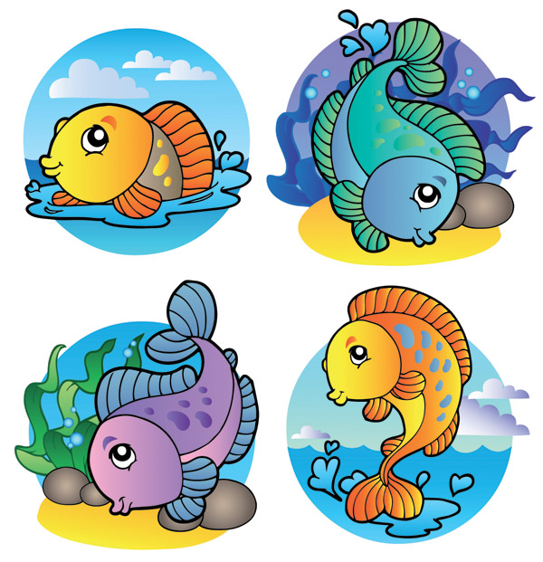 free vector Cute marine animals vector