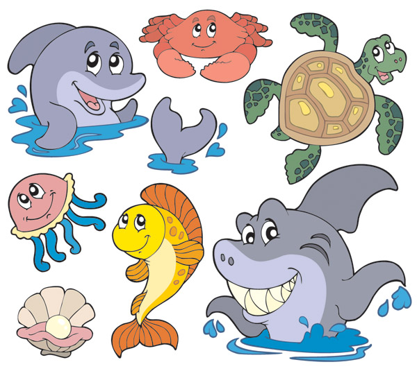 free vector Cute marine animals vector
