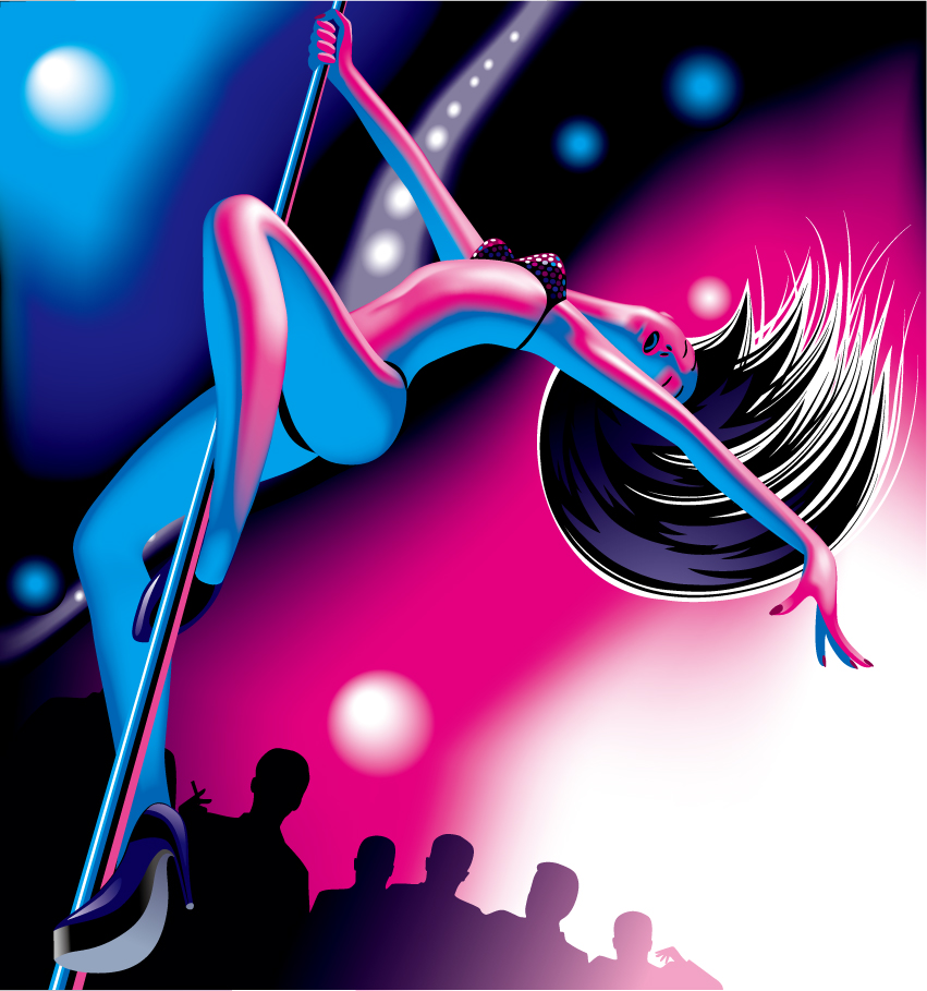 free vector Dancer pole dancing clip art