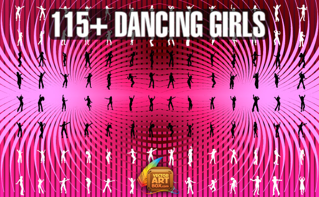 free vector Dancing Girls Silhouettes