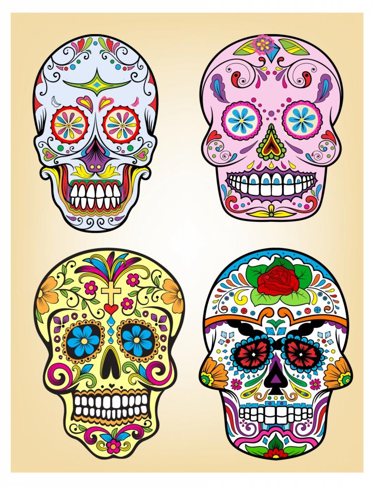 free vector Day of the dead vector illustration set