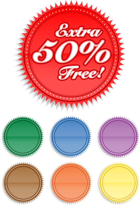 free vector Decorative buttons of various shapes and label vector