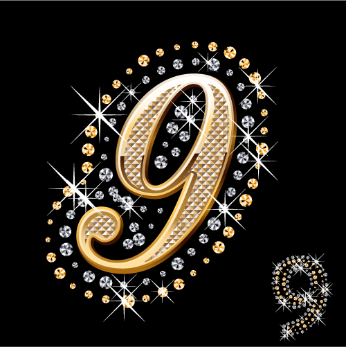 free vector Diamond embedded in the english alphabet arabic numerals and symbols vector