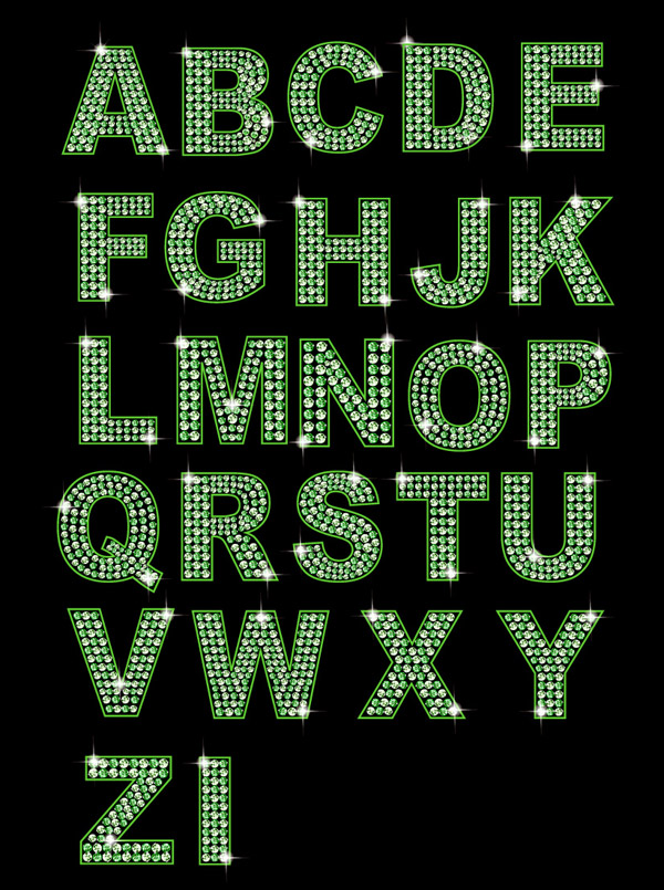 free vector Diamond letters and numbers vector green