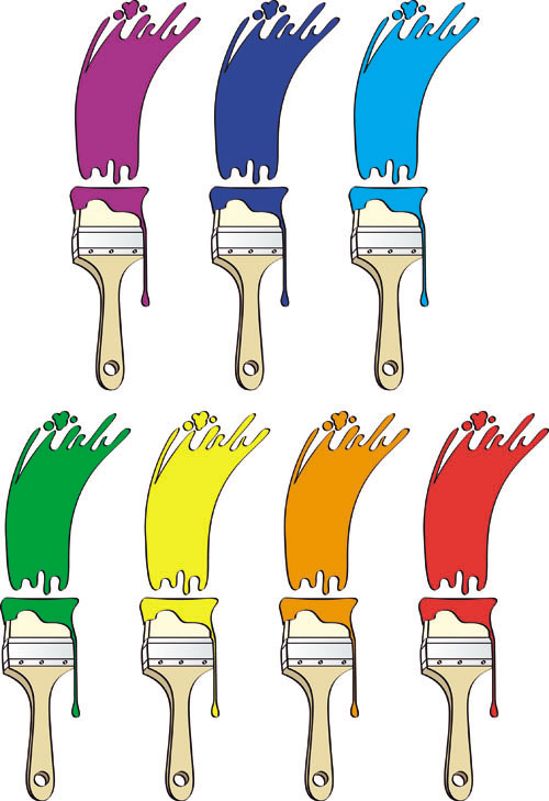 free vector Different colors of paint brush 01 vector