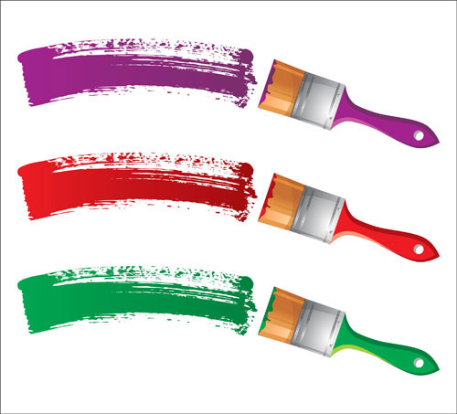 free vector Different colors of paint brush 04 vector