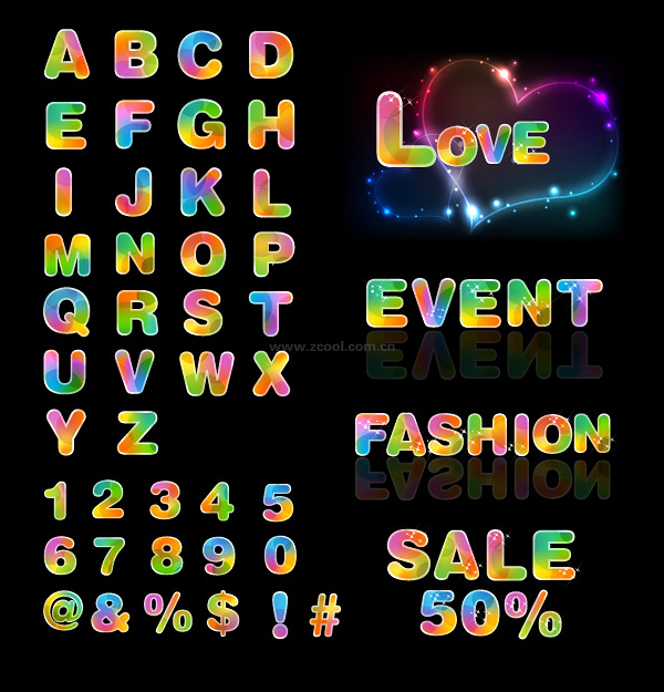 free vector Dream colorful letters and numbers vector