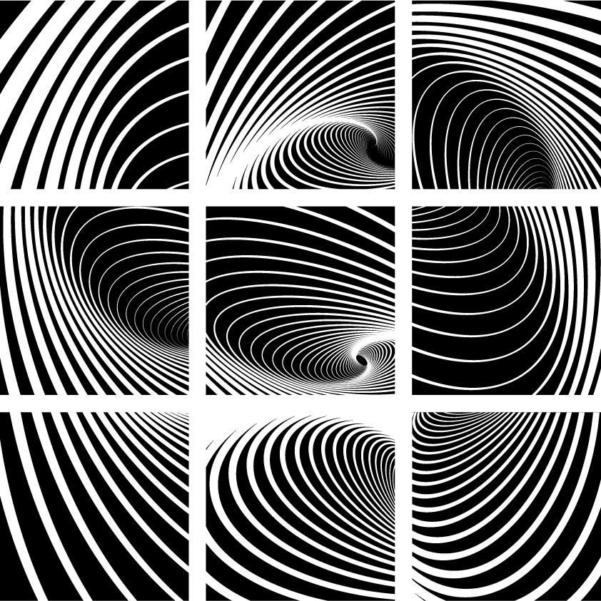 free vector Dynamic black and white spiral pattern 01 vector