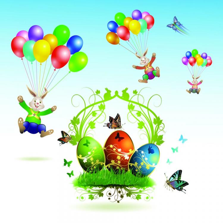 free vector Easter cards and decorations butterfly eggs 03 vector