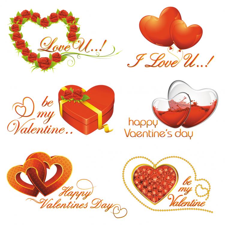 free vector Elements of romantic valentine39s day 02 vector