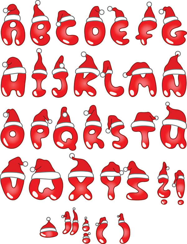 free vector English christmas vector cartoon fonts