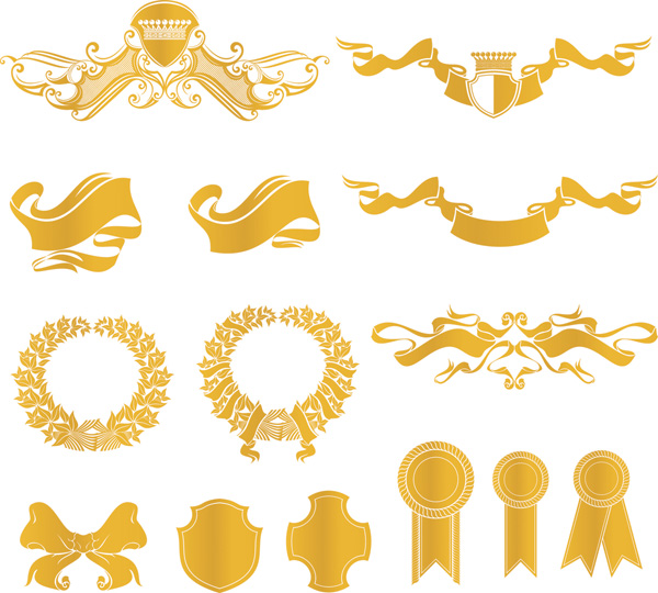 free vector European gold decorative elements vector