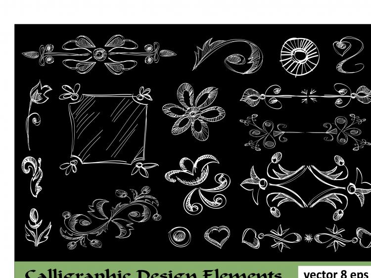 free vector European lace pattern line draft 04 vector