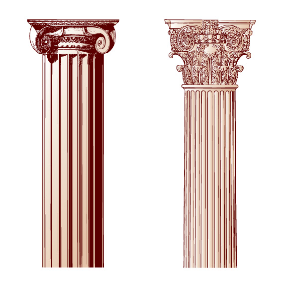 free vector European-style classical columns pattern vector material