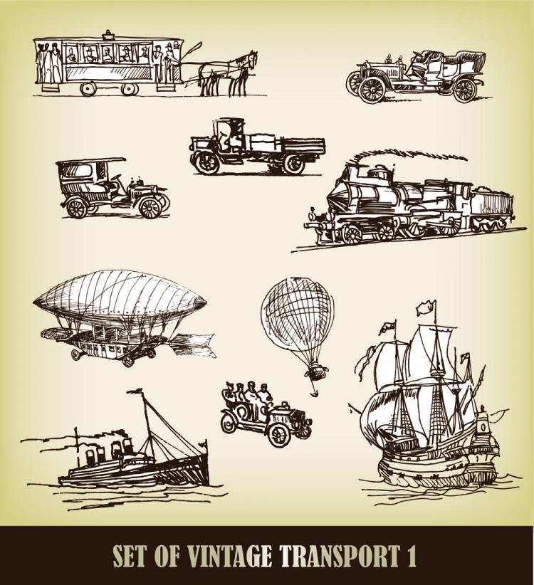 free vector Europeanstyle handdrawn transport carrier 02 vector