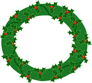 free vector Evergreen Wreath With Large Holly clip art