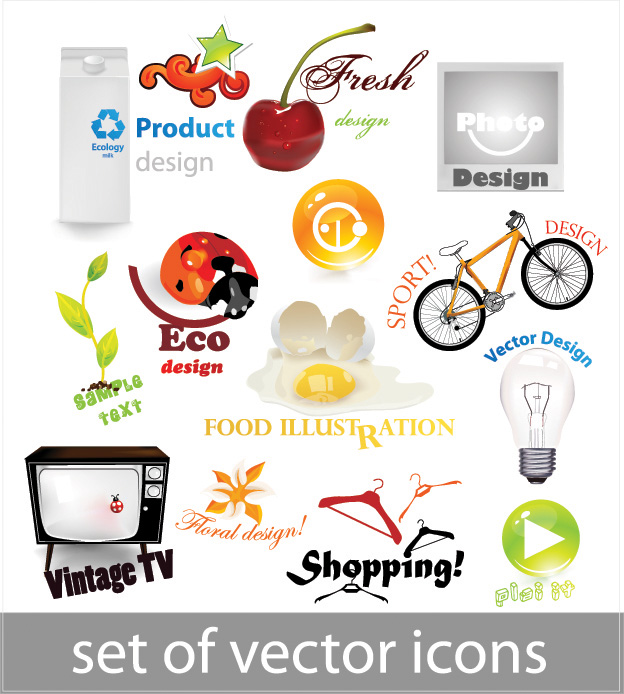 free vector Exquisite collection of threedimensional icon vector