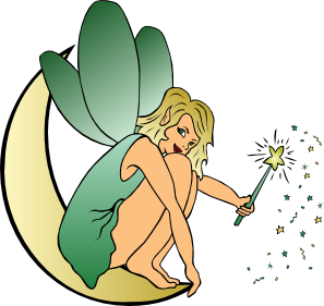 free vector Fairy Sitting On Moon clip art