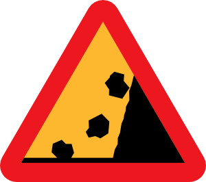 free vector Falling Rocks From Rhs Roadsign clip art