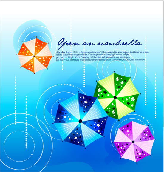 free vector Fashion design background vector printed umbrellas 2