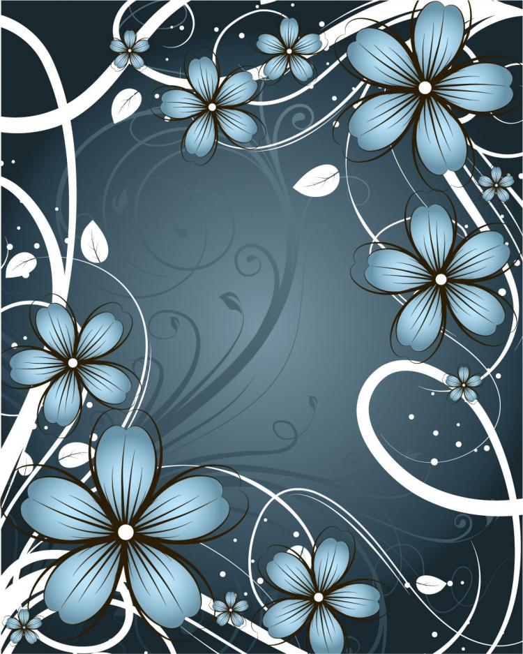 free vector Fashion flowers frame material