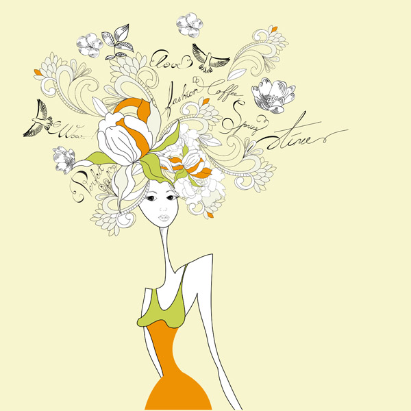 free vector Fashion girl stick figure vector