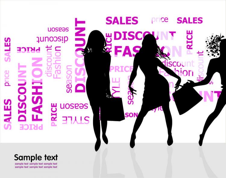 free vector Fashion shopping beauty silhouette 01 vector