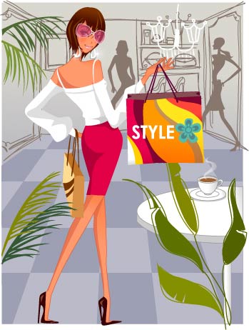 free vector Fashion women shopping 4