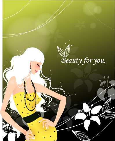 free vector Female plants with fashion pattern vector 2