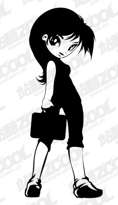 free vector Female white-collar black and white cartoon