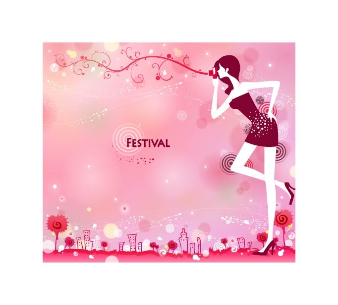 free vector Festival festive female pattern vector 1 12p
