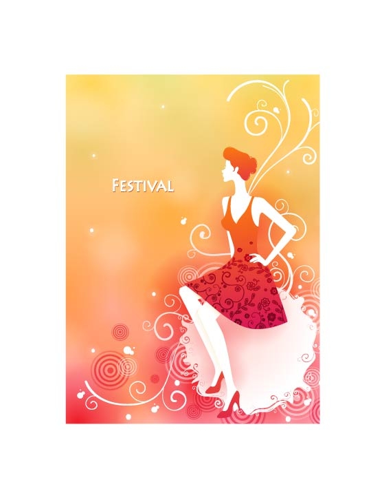 free vector Festival festive female pattern vector 3 10p