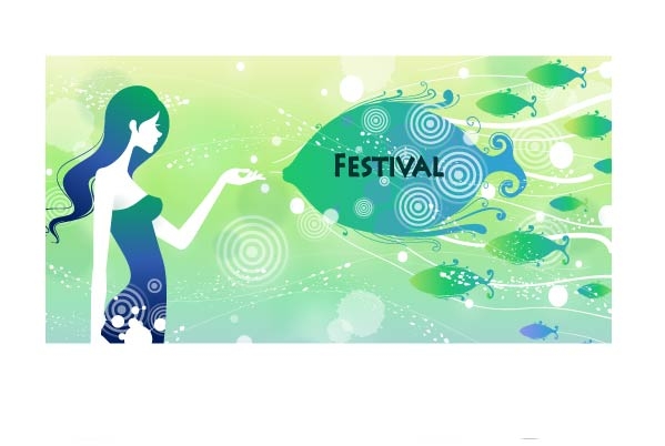 free vector Festival festive female pattern vector 4 10p
