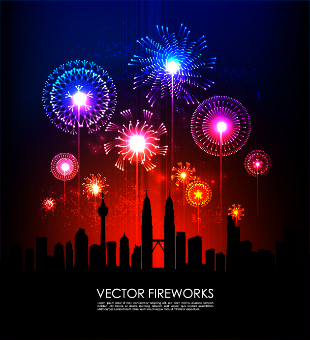 free vector Festive fireworks 02 vector