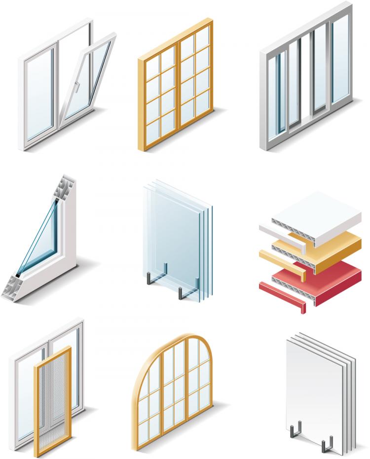free vector Fine doors and windows icon vector